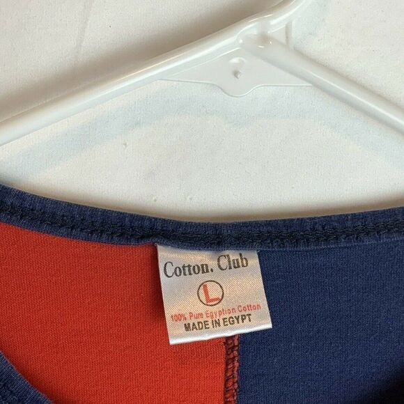 Cotton Club Made In Egypt Split Navy Blue Red Split Pharaoh Sleep T-Shirt Large - Picture 3 of 5
